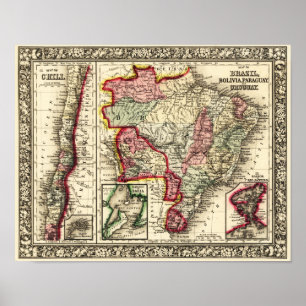 SydamerikaPanoramisk kartaSydamerika Poster