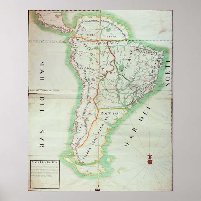 Sydamerikas karta, 1777 poster (Framsidan)