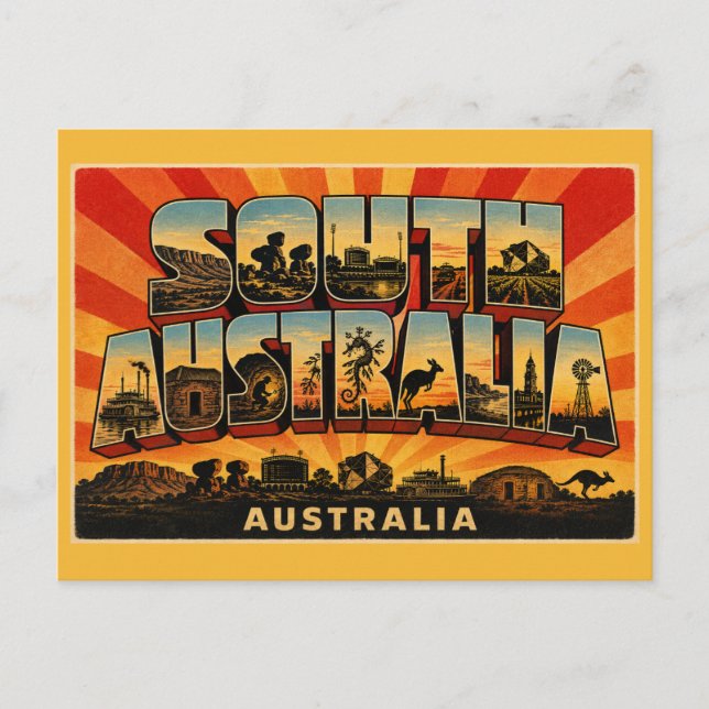 SydAustraliens vintage reseskyltar konst Vykort (Framsida)