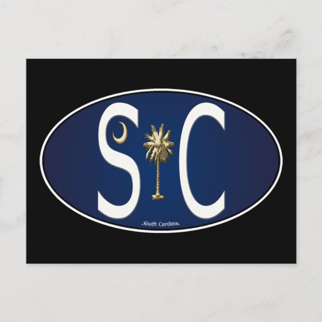 Sydcarolina Flag Oval Klistermärke Vykort (Framsida)