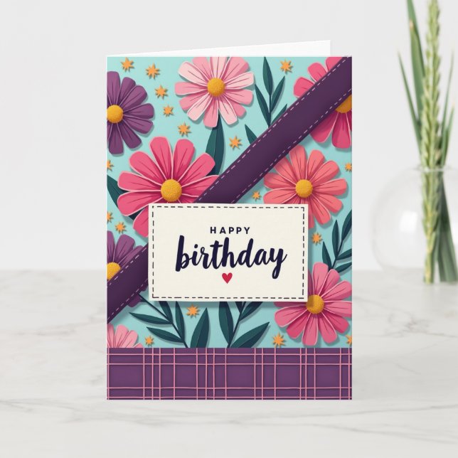 Sydd födelsedagsgratulationskort med blommor kort (Framsida)
