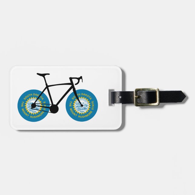 Syddakotas flaggcykling bagagebricka (Horisontell Framsida)