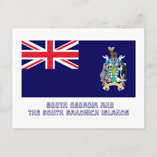 Sydgeorgien och Sandwichöarna Flagga med Namn Vykort