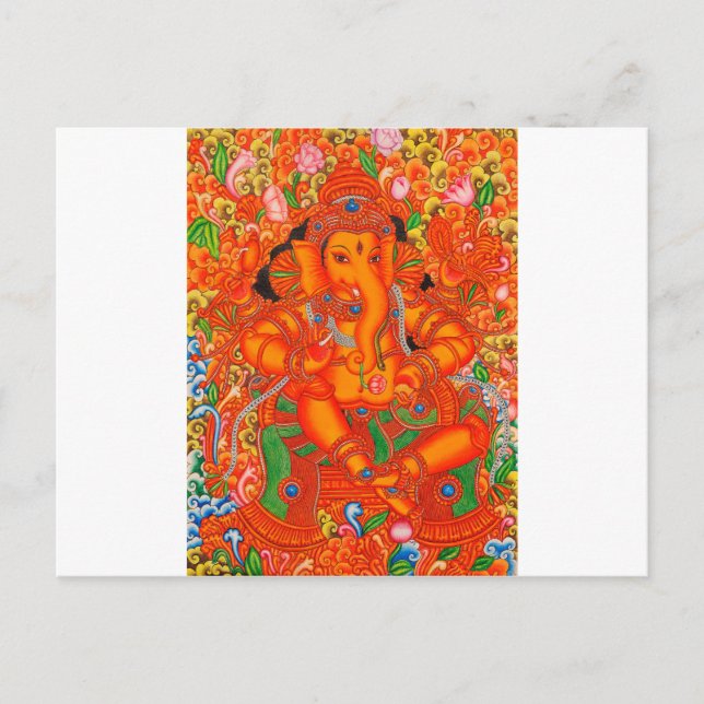 SYDINDIAN LORD GANESH TANJORE PAINTING VYKORT (Framsida)