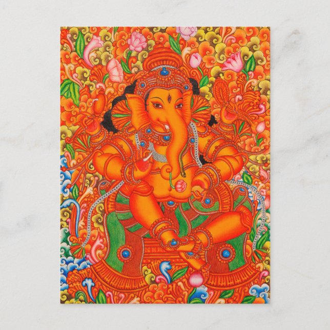 SYDINDIAN LORD GANESH TANJORE PAINTING VYKORT (Framsida)
