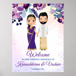Sydindiska bröllop Tamil Telugu lila blue Poster