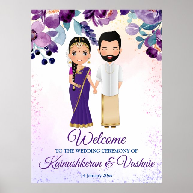 Sydindiska bröllop Tamil Telugu lila blue Poster (Framsidan)