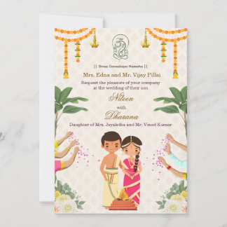 Sydindiskt Kalyanam bröllopsinbjudningskort Inbjudningar