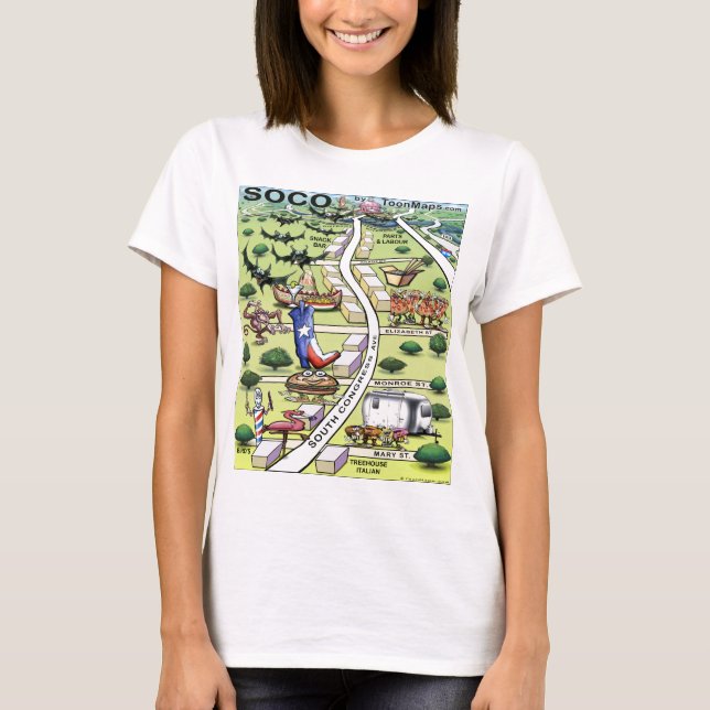 Sydkongressen Ave ATX Tecknad Karta Tee Shirt (Framsida)