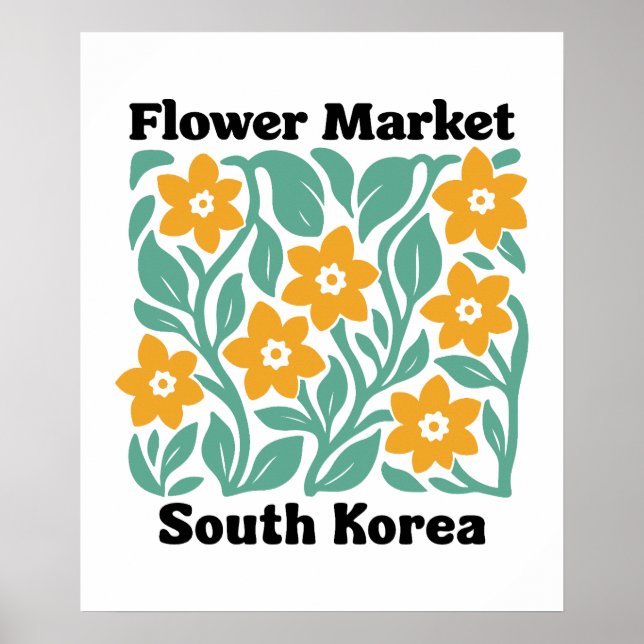Sydkorea blomstermarknad gula blommor blommig poster (Framsidan)