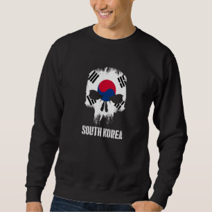 Sydkorea Flag Skalle Sydkoreansk Stolthet Patrioti Lång Ärmad Tröja