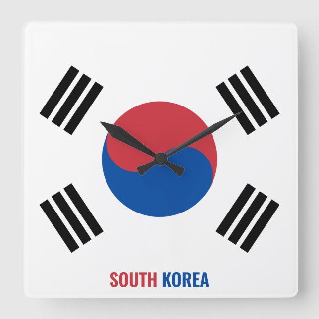 Sydkorea Flagga Dazzling Patriotic Fyrkantig Klocka (Framsida)