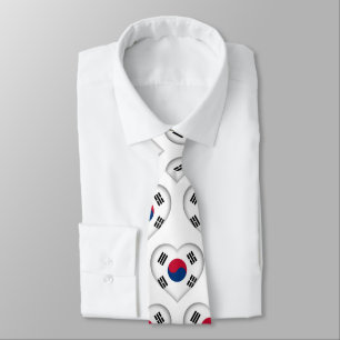 Sydkorea Flagga Färg Heart Mönster Neck Tie Slips