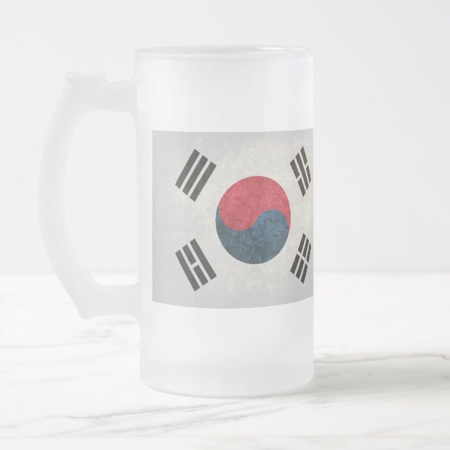 Sydkorea Flagga. Frostat Ölglas (Vänster)