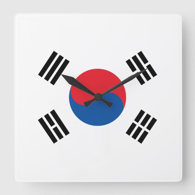 Sydkorea Flagga Fyrkantig Klocka (Framsida)
