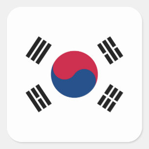 Sydkorea flagga fyrkantigt klistermärke