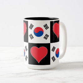 Sydkorea Flagga Heart Mönster Patriotic Koreanska Två-Tonad Mugg