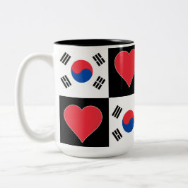 Sydkorea Flagga Heart Mönster Patriotic Koreanska Två-Tonad Mugg