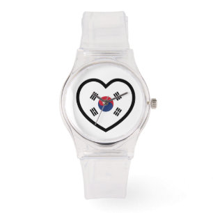 Sydkorea Flagga Hjärta Armbandsur