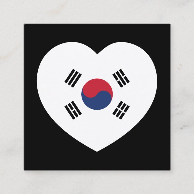 Sydkorea Flagga Hjärta Fyrkantigt Visitkort (Framsida)