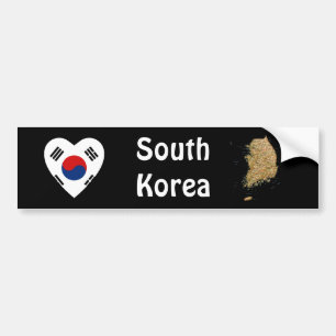 Sydkorea Flagga Hjärta + Karta Bildäckslapp Bildekal