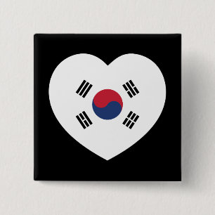 Sydkorea Flagga Hjärta Knapp