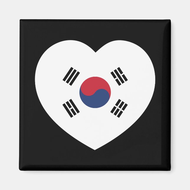 Sydkorea Flagga Hjärta Magnet (Framsidan)