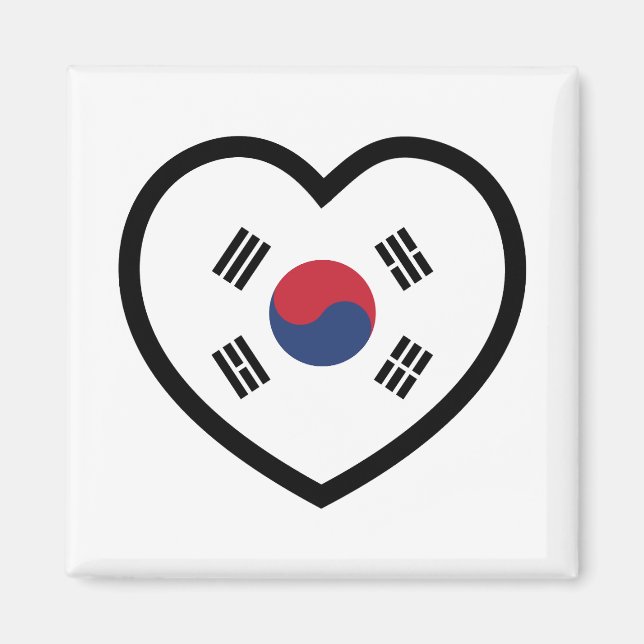 Sydkorea Flagga Hjärta Magnet (Framsidan)