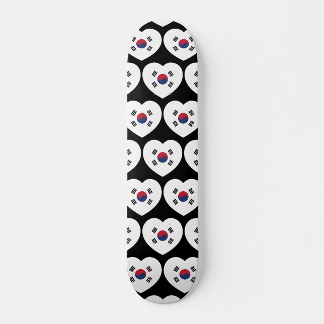 Sydkorea Flagga Hjärta Mini Skateboard Bräda 18,5 Cm (Framsida)