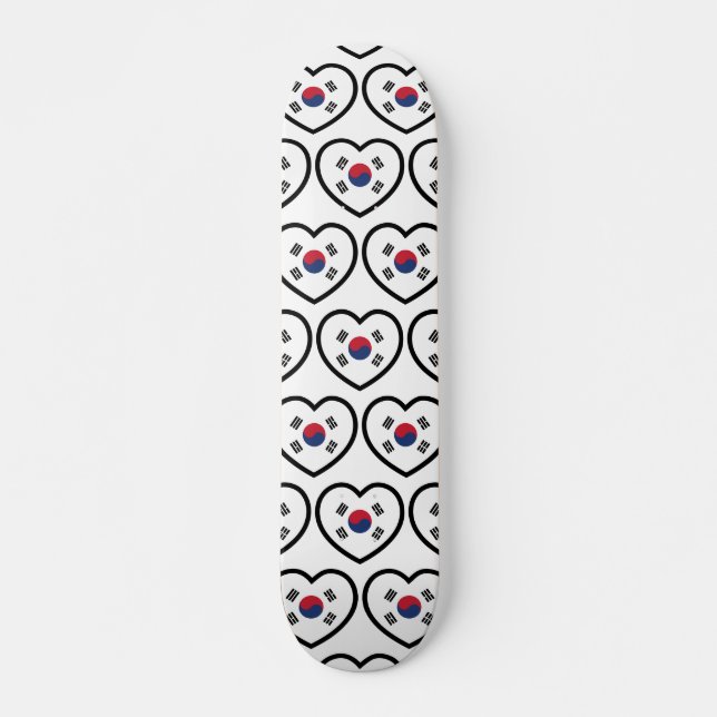 Sydkorea Flagga Hjärta Mini Skateboard Bräda 18,5 Cm (Framsida)