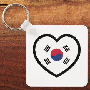 Sydkorea Flagga Hjärta Nyckelring