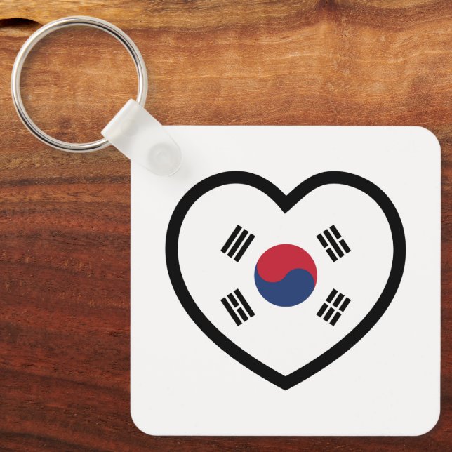 Sydkorea Flagga Hjärta Nyckelring (Framsida)