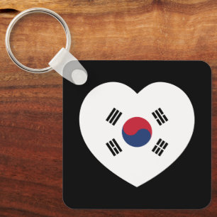 Sydkorea Flagga Hjärta Nyckelring