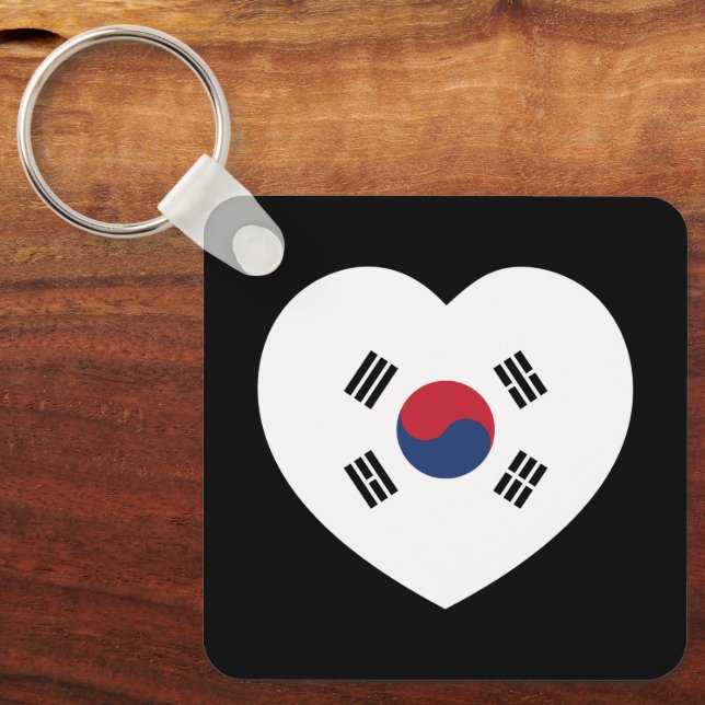 Sydkorea Flagga Hjärta Nyckelring (Framsida)
