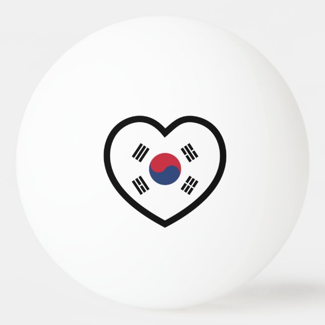 Sydkorea Flagga Hjärta Pingisboll (Framsidan)