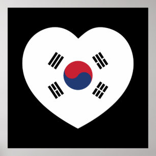 Sydkorea Flagga Hjärta Poster