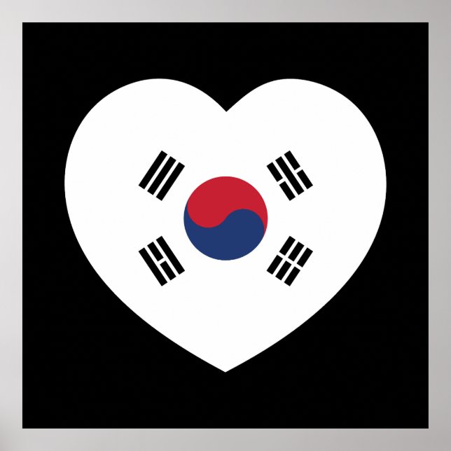 Sydkorea Flagga Hjärta Poster (Framsidan)