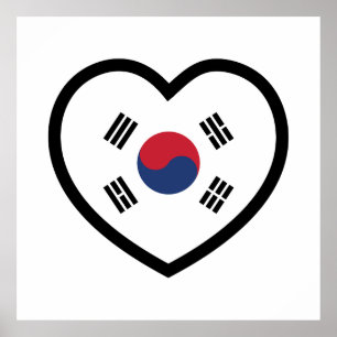 Sydkorea Flagga Hjärta Poster