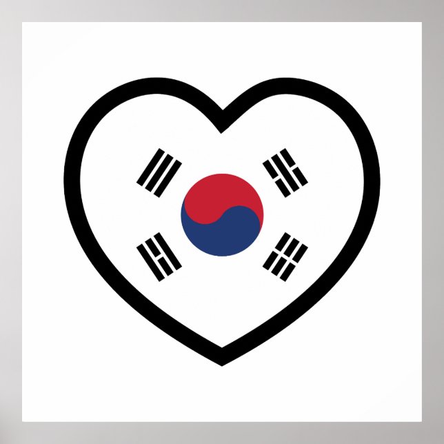 Sydkorea Flagga Hjärta Poster (Framsidan)