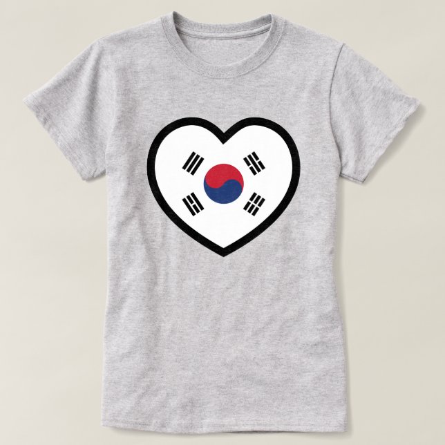Sydkorea Flagga Hjärta T Shirt (Design framsida)