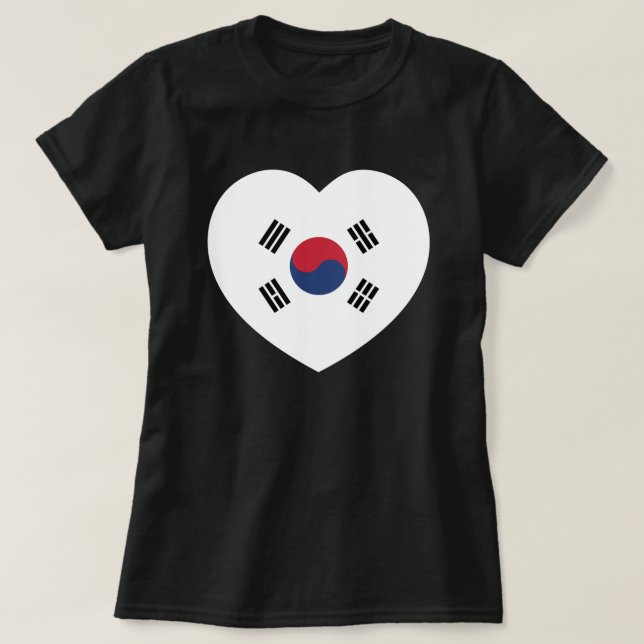 Sydkorea Flagga Hjärta T Shirt (Design framsida)