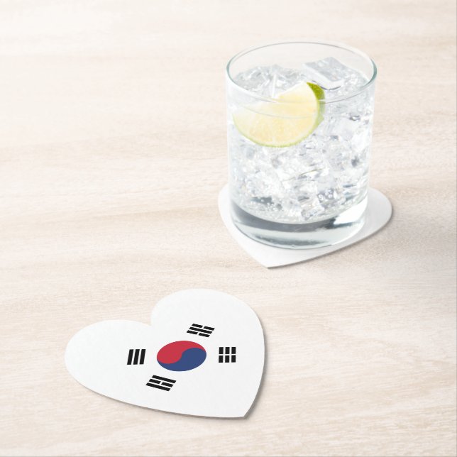 Sydkorea Flagga Hjärta Underlägg Papper (Insitu)