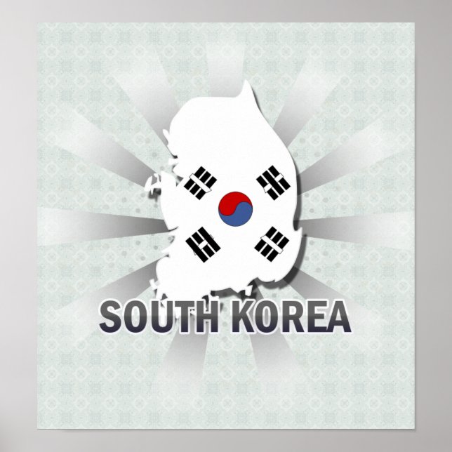 Sydkorea Flagga Karta 2.0 Poster (Framsidan)