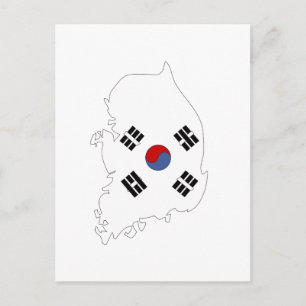 Sydkorea flagga karta vykort