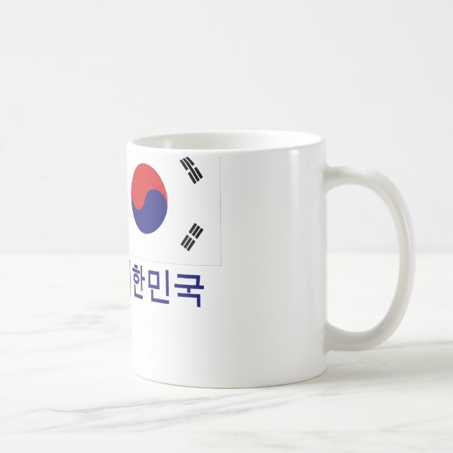 Sydkorea flagga med namn i korean kaffemugg (Höger)