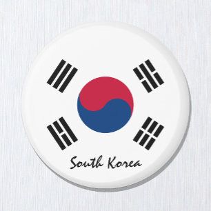 Sydkorea, flagga och Asien - resor/sportfantaster Magnet