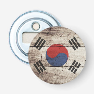 Sydkorea flagga på gammalt Wood korn Flasköppnare