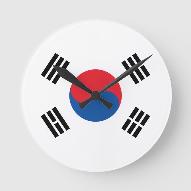 Sydkorea Flagga Rund Klocka (Framsida)