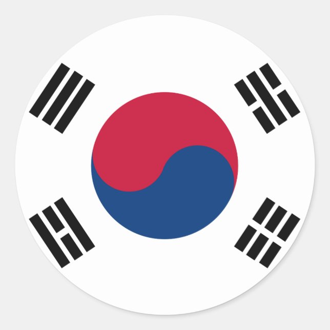 Sydkorea Flagga Runt Klistermärke (Framsida)