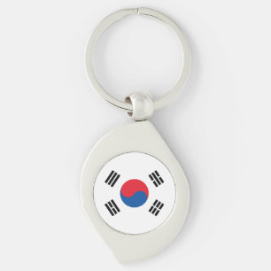 Sydkorea Flagga Swirl Silverfärgad Nyckelring